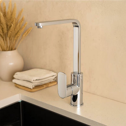 Miscelatore monocomando lavello canna alta quadra cromo Feridras