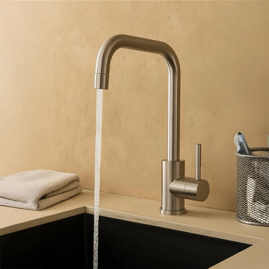 Miscelatore monocomando lavello cucina canna svedese in acciaio spazzolato kitchen feridras
