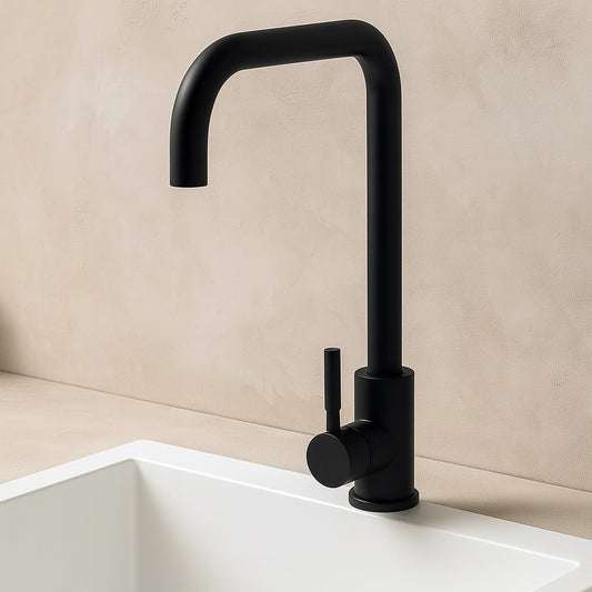 Miscelatore monocomando lavello cucina canna svedese nero opaco kitchen