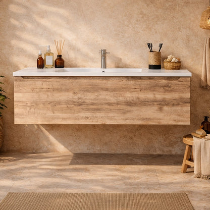 Mobile Bagno Rovere 120x50 Amalfi con lavabo Mineralmarmo lucido