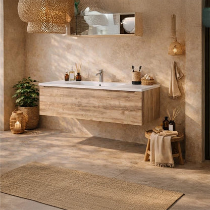 Mobile Bagno Rovere 120x50 Amalfi con lavabo Mineralmarmo lucido