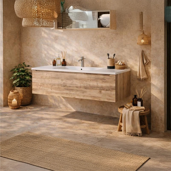 Mobile Bagno Rovere 120x50 Amalfi con lavabo Mineralmarmo lucido