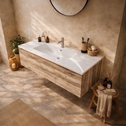 Mobile Bagno Rovere 120x50 Amalfi con lavabo Mineralmarmo lucido