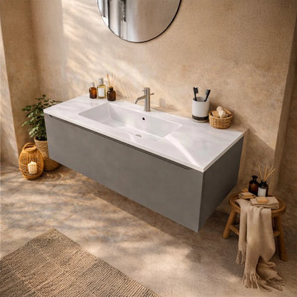 Mobile Bagno grigio opaco 120x50 Amalfi lavabo In Mineralmarmo lucido