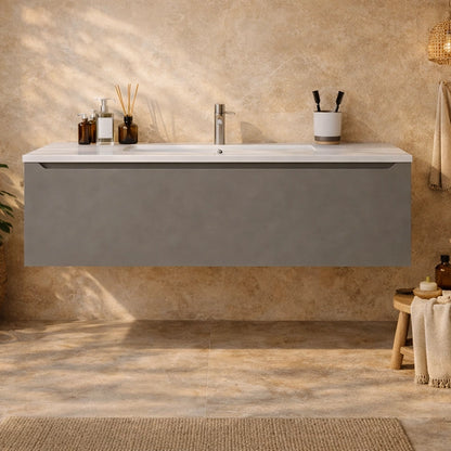 Mobile Bagno grigio opaco 120x50 Amalfi lavabo In Mineralmarmo lucido