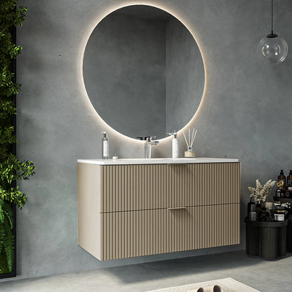 Mobile bagno cannettato 82x47 tortora opaco lavabo in ceramica Teramo