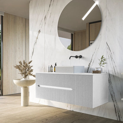 Mobile bagno 100x46 Urbino cannettato bianco opaco con anta e lavabo