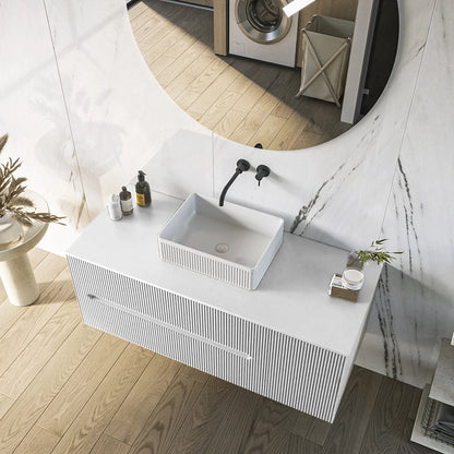 Mobile bagno 100x46 Urbino cannettato bianco opaco con anta e lavabo