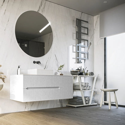 Mobile bagno 100x46 Urbino cannettato bianco opaco con anta e lavabo