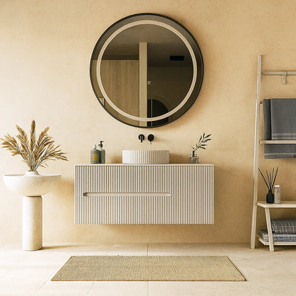 Mobile bagno 100x46 Urbino cannettato bianco opaco con anta e lavabo