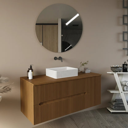 Mobile bagno 100x46 Urbino cannettato noce chiaro con anta e lavabo