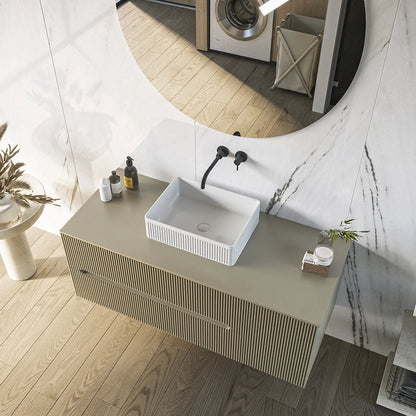 Mobile bagno 100x46 Urbino cannettato tortora opaco con anta e lavabo