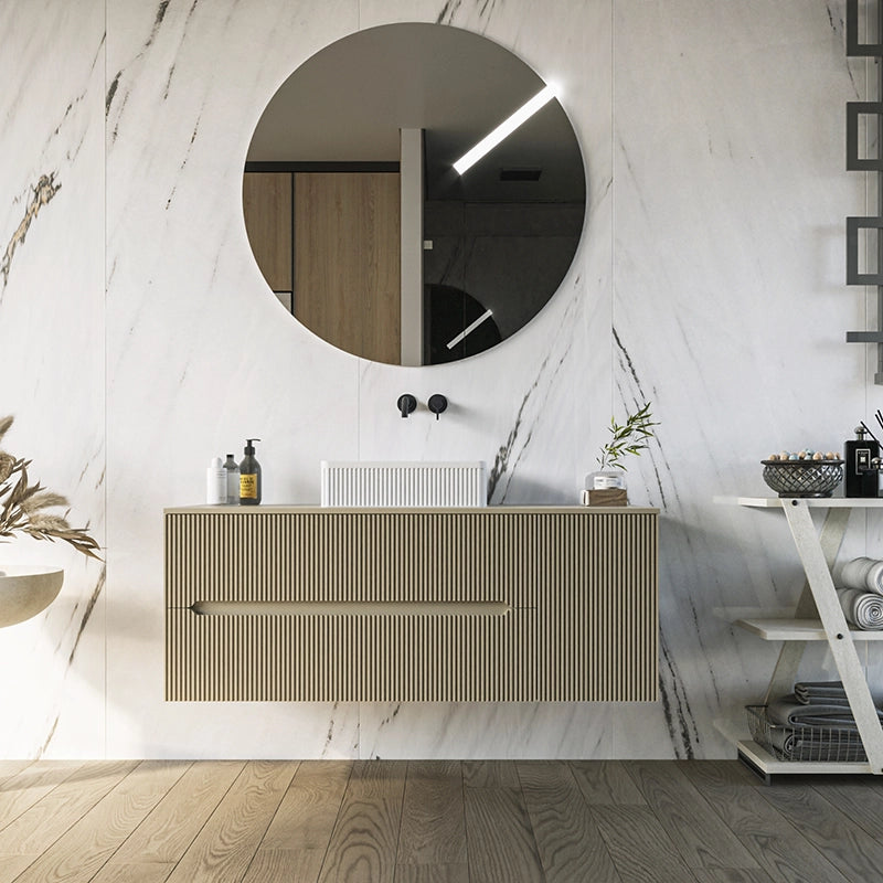 Mobile bagno 100x46 Urbino cannettato tortora opaco con anta e lavabo