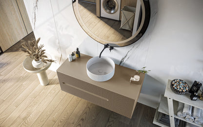 Mobile bagno 100x46 Urbino cannettato tortora opaco con anta e lavabo
