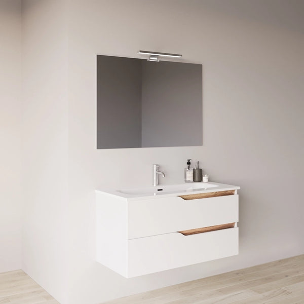 Mobile bagno 100x46 bianco lucido con lavabo Gaia