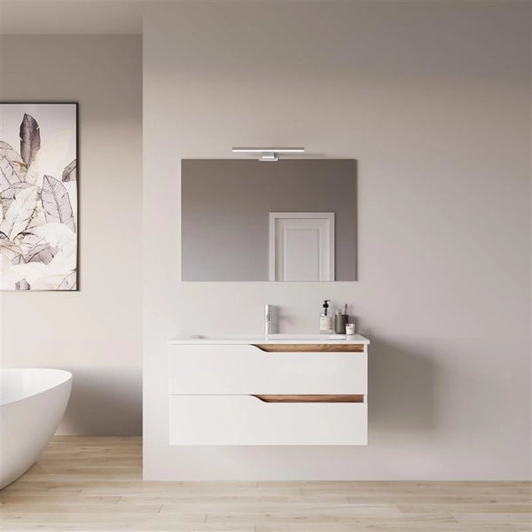Mobile bagno 100x46 bianco lucido con lavabo Gaia