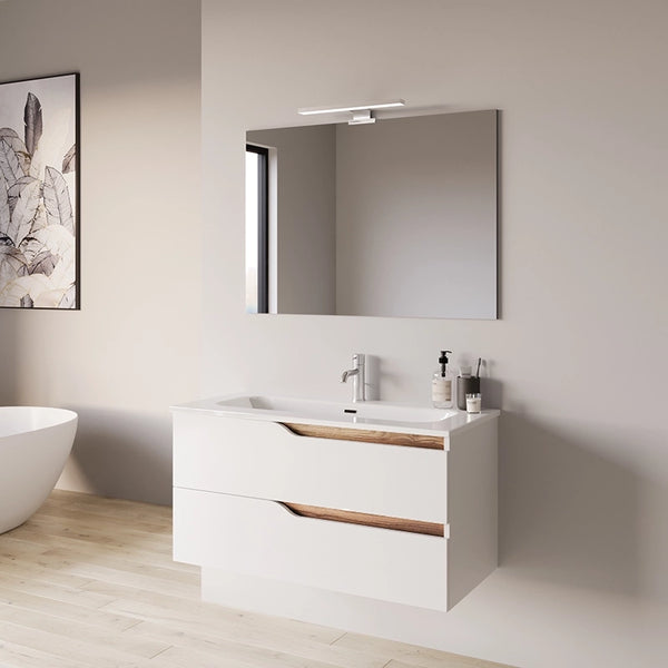 Mobile bagno 100x46 bianco lucido con lavabo Gaia