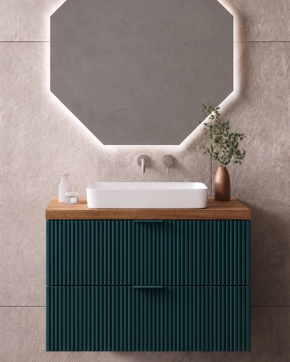 Mobile bagno 100x46 petrolio Teramo con lavabo da appoggio in ceramica