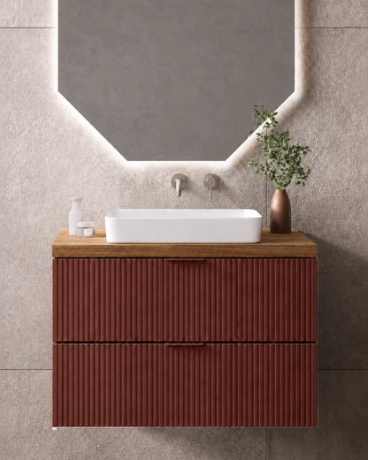 Mobile bagno 100x46 ruggine Teramo con lavabo da appoggio in ceramica