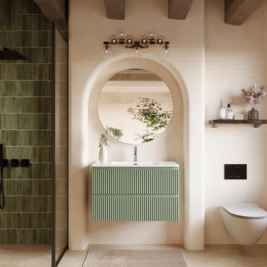 Mobile bagno 100x46 verde salvia opaco cannettato lavabo ceramica Teramo