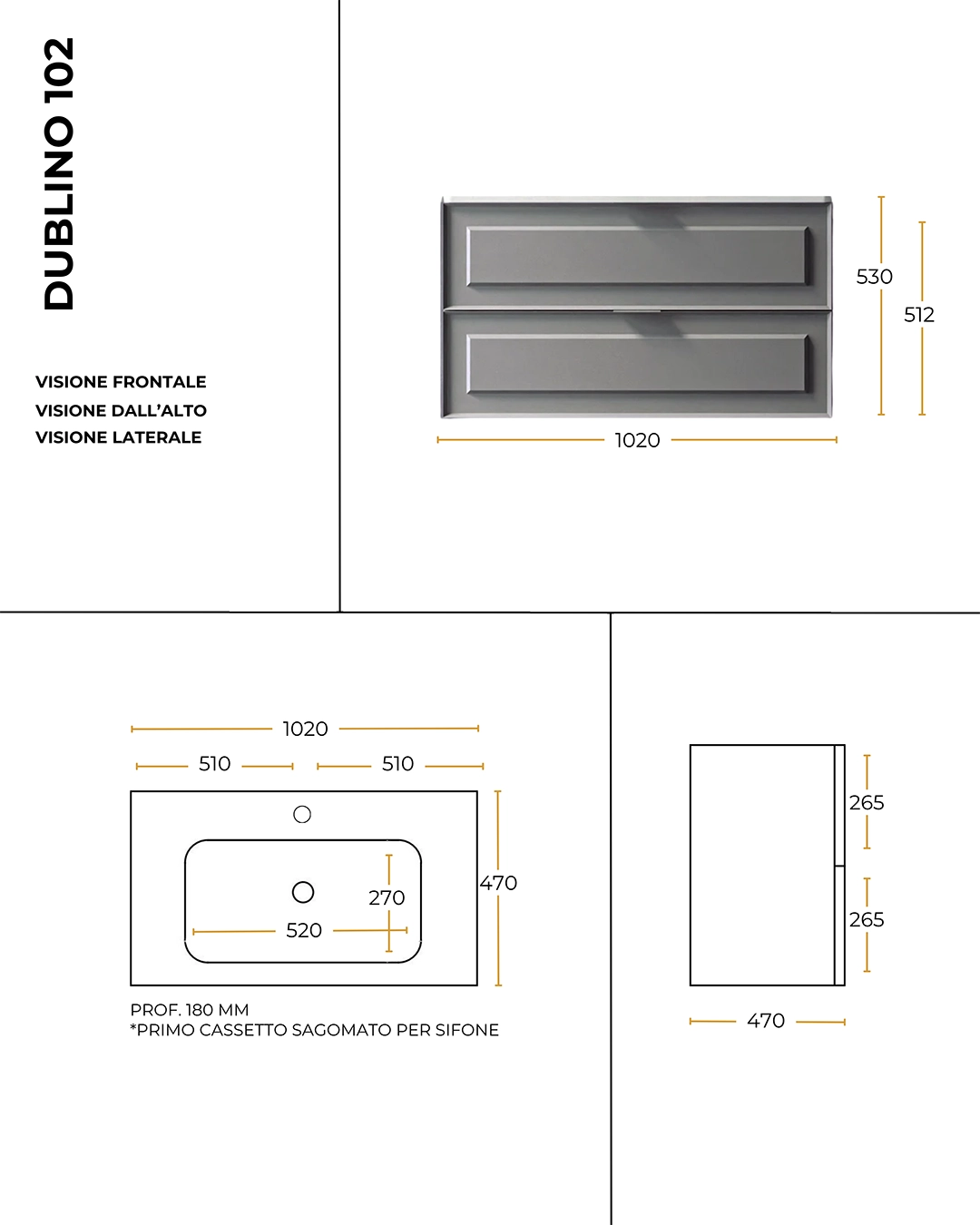 Mobile bagno salvia opaco 102x47 Dublino con lavabo in ceramica