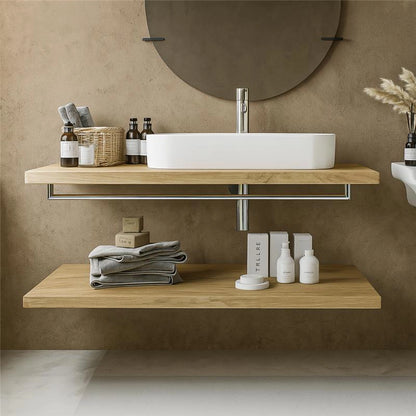 Mobile bagno 110x50 rovere farnia Thema con mensola lavabo e ripiano