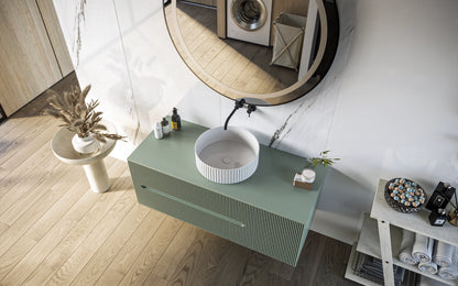 Mobile bagno 120x46 Urbino cannettato verde bosco con anta e lavabo