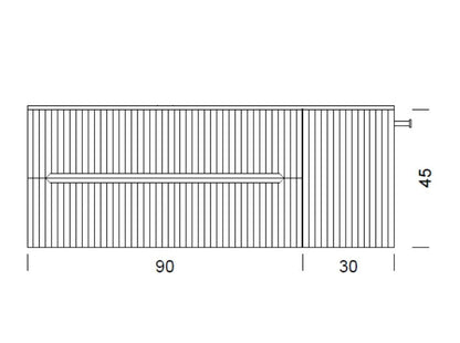Mobile bagno 120x46 Urbino cannettato noce chiaro con anta e lavabo opaco