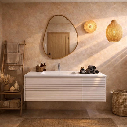 Mobile bagno 120x48 bianco con lavabo resina opaco Merida
