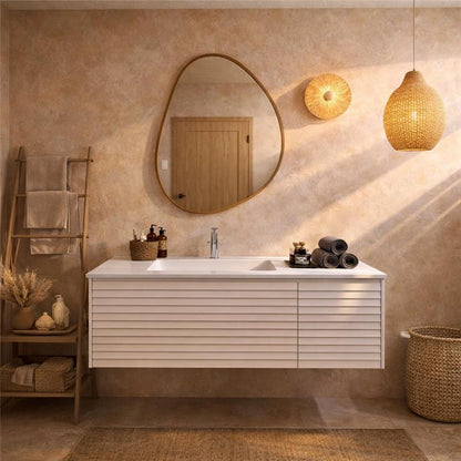 Mobile bagno 120x48 Merida cannettato bianco con lavabo a sinistra