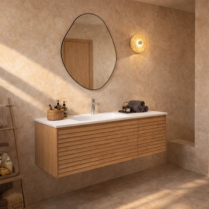 Mobile bagno 120x48 Merida cannettato quercia con lavabo a sinistra