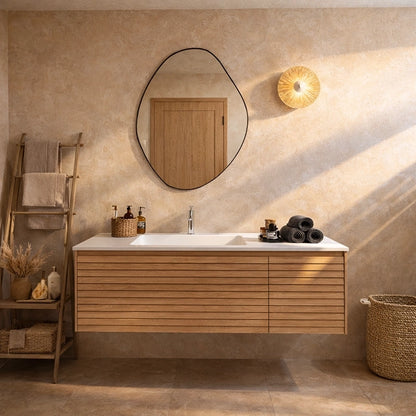 Mobile bagno 120x48 quercia con lavabo resina opaco Merida
