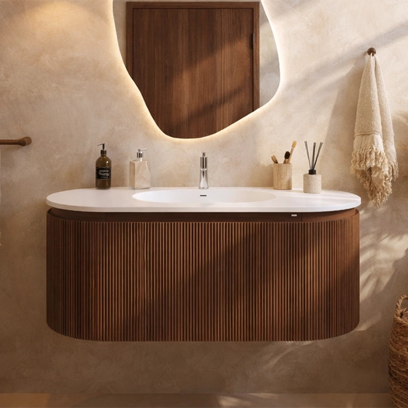 Mobile bagno 120x50 Siviglia cannettato quercia scuro lavabo opaco