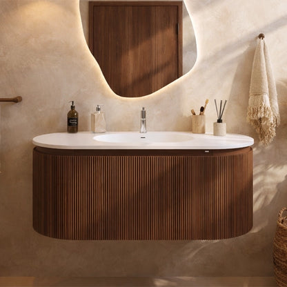 Mobile bagno 120x50 Siviglia cannettato quercia scuro lavabo opaco