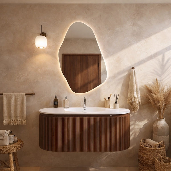 Mobile bagno 120x50 Siviglia cannettato quercia scuro lavabo opaco