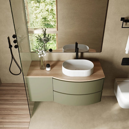 Mobile bagno 120x57 salvia opaco quercia Berna con lavabo in ceramica