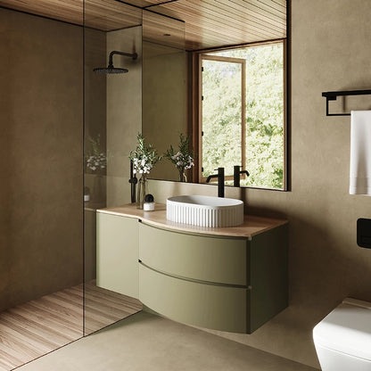 Mobile bagno 120x57 salvia opaco quercia Berna con lavabo in ceramica