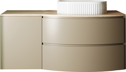 Mobile bagno 120x57 tortora opaco quercia Berna con lavabo in ceramica