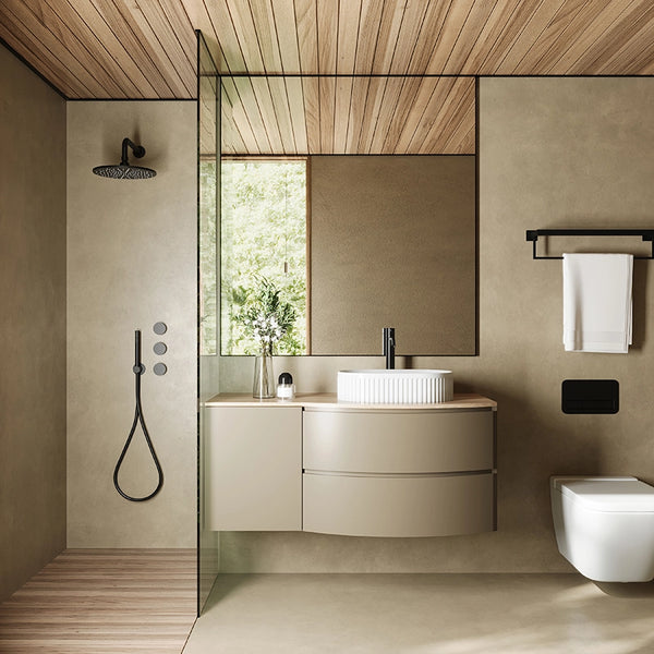Mobile bagno 120x57 tortora opaco quercia Berna con lavabo in ceramica