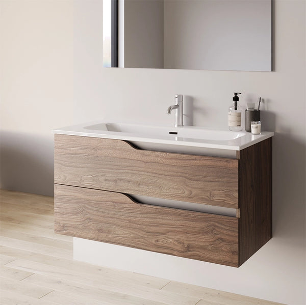 Mobile bagno 60x46 tabacco effetto legno con lavabo Gaia