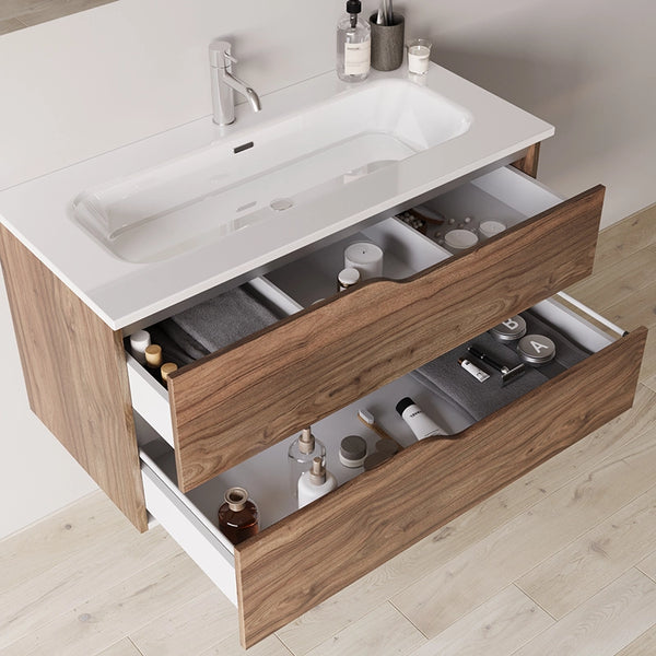 Mobile bagno 60x46 tabacco effetto legno con lavabo Gaia