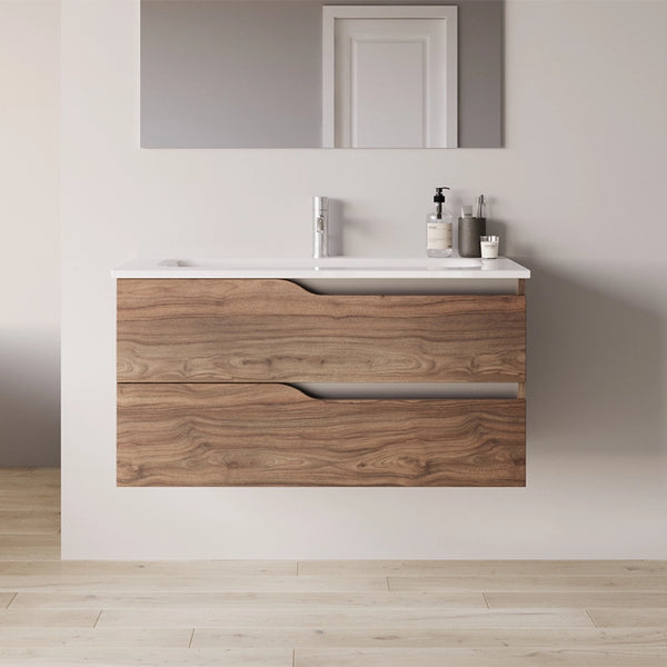Mobile bagno 60x46 tabacco effetto legno con lavabo Gaia