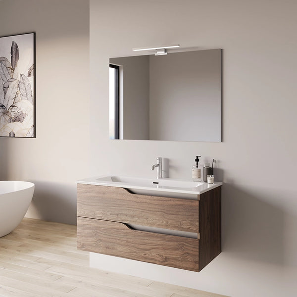 Mobile bagno 60x46 tabacco effetto legno con lavabo Gaia