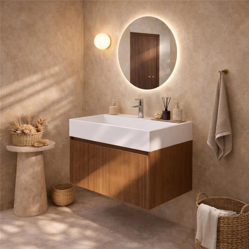 Mobile bagno 60x48 Madrid cannettato un cassetto quercia con lavabo