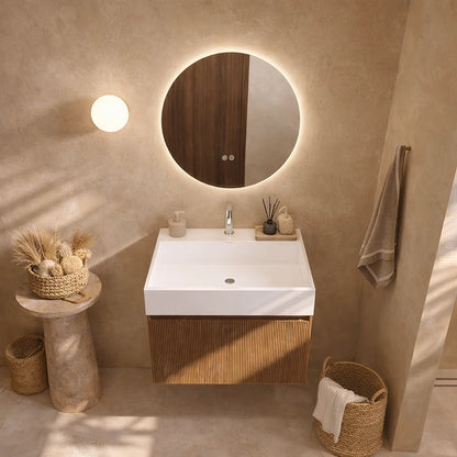 Mobile bagno 60x48 Madrid cannettato un cassetto quercia con lavabo