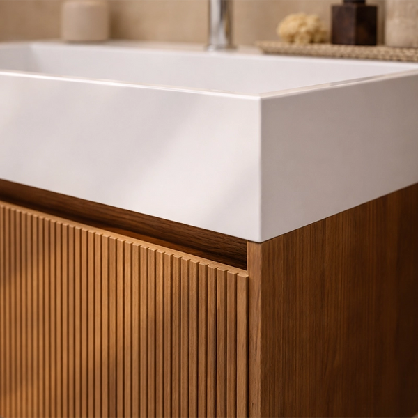 Mobile bagno 60x48 Madrid cannettato un cassetto quercia con lavabo