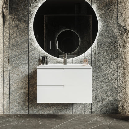 Mobile bagno 70x46 Sorrento Bianco opaco maniglia sinistra e lavabo in ceramica
