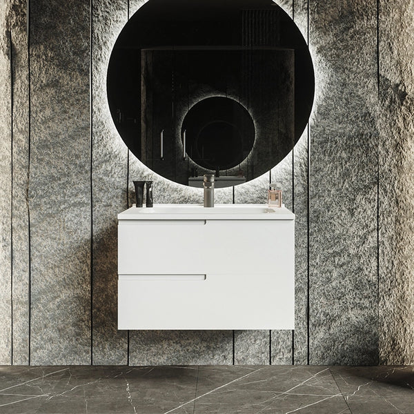Mobile bagno 70x46 Sorrento Bianco opaco maniglia sinistra e lavabo in ceramica