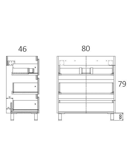 Mobile bagno 80x46 quercia a pavimento con lavabo in ceramica Atene