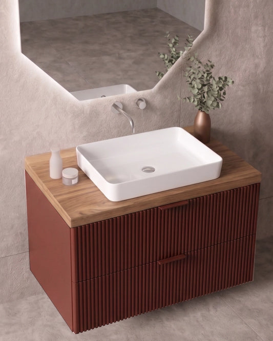 Mobile bagno 80x46 ruggine Teramo con lavabo da appoggio in ceramica